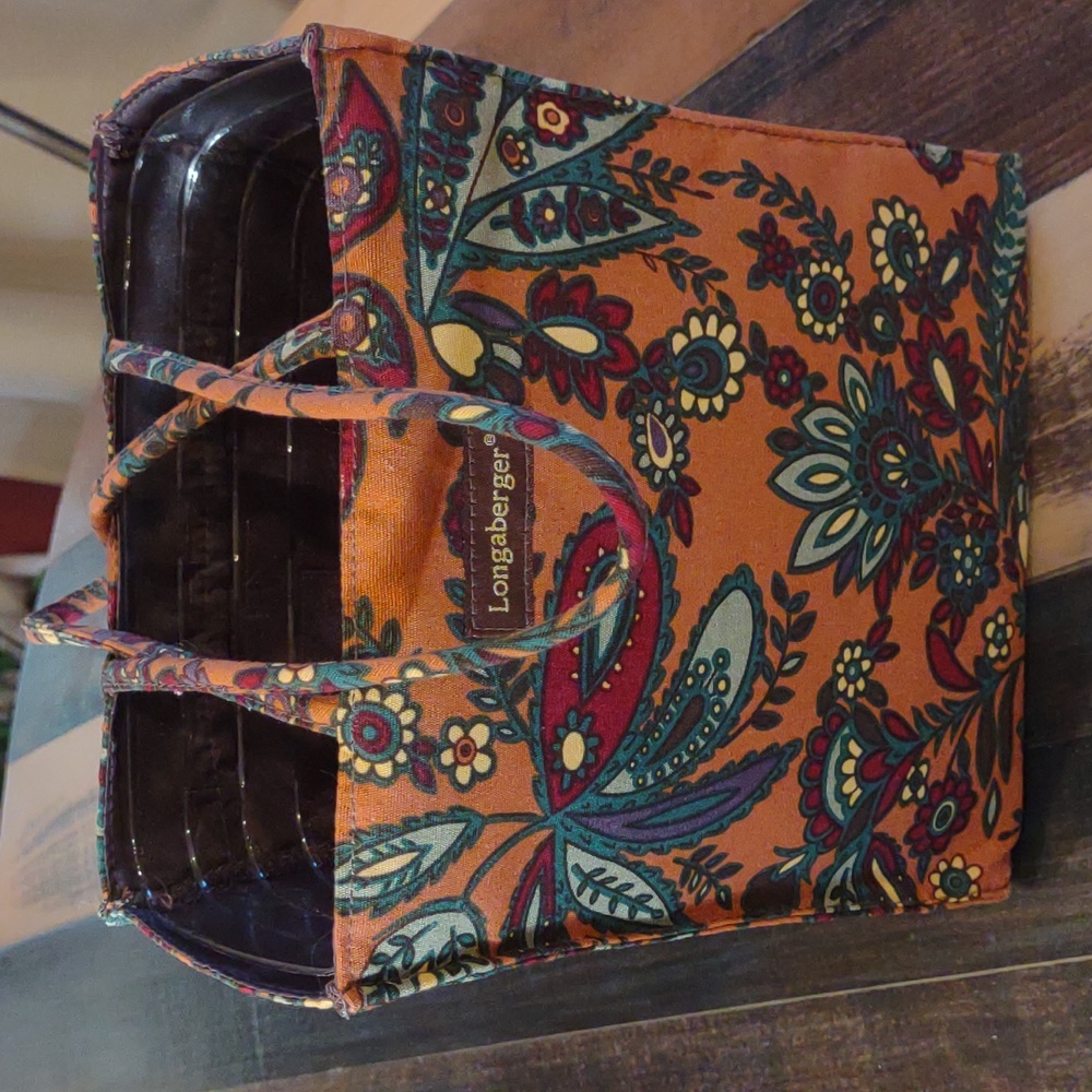 Longaberger Homestead Vintage Small Tote Purse Floral Paisley